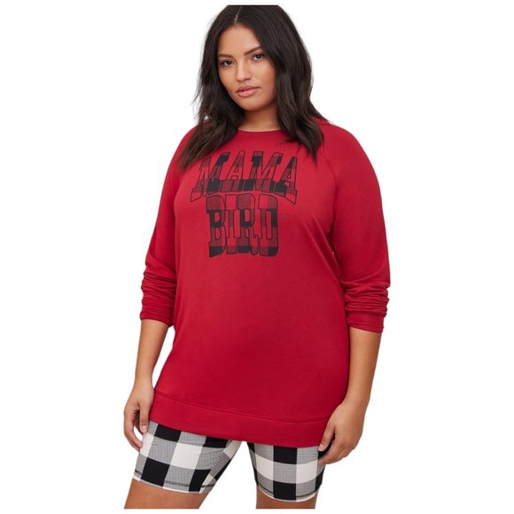 1X - TORRID - Fleece "MAMA BIRD" Tunic Sweatshirt NEW - Picture 2 of 4